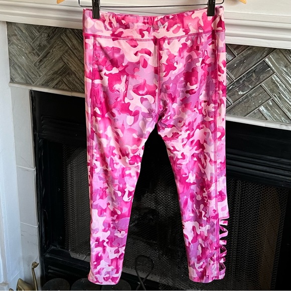Girls SKECHERS Pink Camo ATHLETIC Workout LEGGINGS With LACE UP Sides XL - Picture 6 of 16